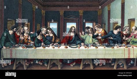 The Last Supper - after the fresco by Leonardo da Vinci, 15 April 1452 - 2 May 1519 Stock Photo ...