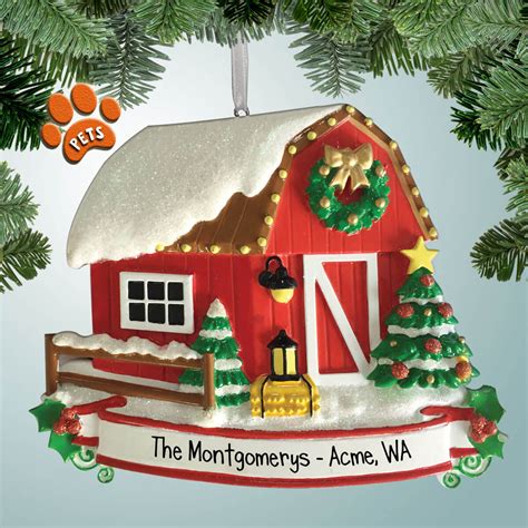 Personalized Barn with Christmas Decorations Christmas Ornament