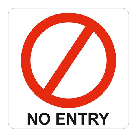 No Entry Symbolic Sign, Printed on White ACP (150 x 150mm)