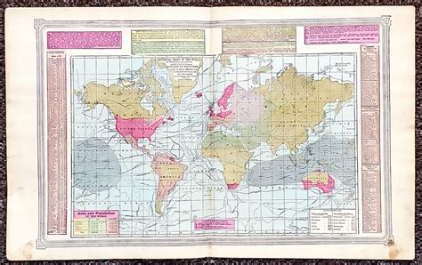 1889 World Map Historical Chart Voyages and Discoveries Race ...