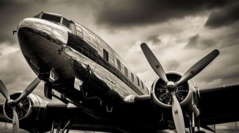 Premium AI Image | Close up of old airplane in black and white