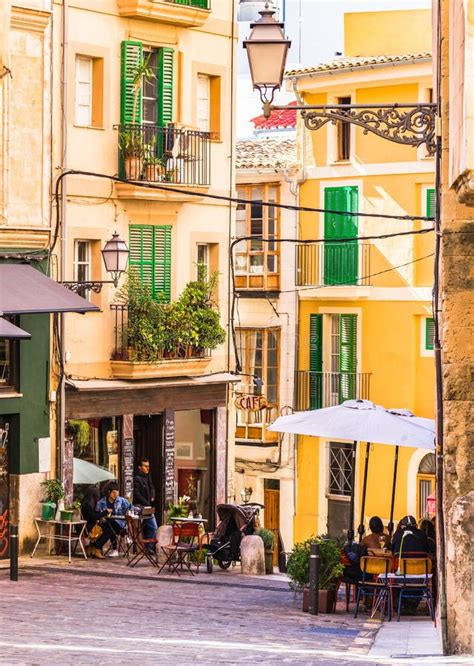 Palma De Majorca, Idyllic Street at the Historic City Center, Balearic ...