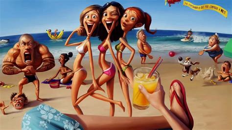 Download Cartoon Funny Beach Vacation Picture | Wallpapers.com