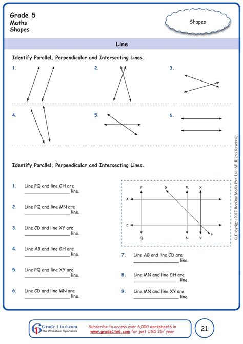 Worksheet Grade 5 Math Line | Text features worksheet, Parallel and perpendicular lines, Math ...