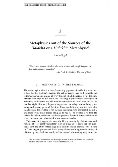 (PDF) Metaphysics out of the Sources of the Halakha or a Halakhic Metaphysic | Aaron Segal ...