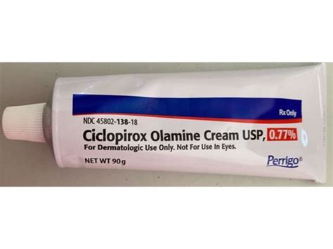 Ciclopirox Olamine Cream Usp, 0.77%, 90 g Perrigo (RX) Ingredients and Reviews