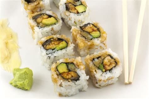 Hosomaki, Unagi Maki, BBQ Eel, Avocado Roll Stock Photo - Image of seaweed, isolated: 44597520