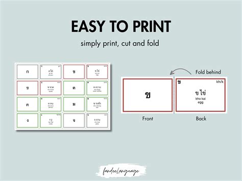 Thai Alphabet Consonants Flashcards DIGITAL DOWNLOAD Study Thai Language with printable ...