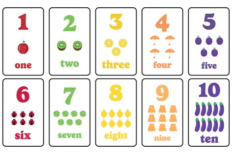 Numbers flashcards for preschool, kindergarten or elementary kids ...