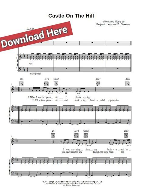 Ed Sheeran Castle On The Hill Sheet Music, Piano Notes, Chords | Castle on the hill, Sheet music ...