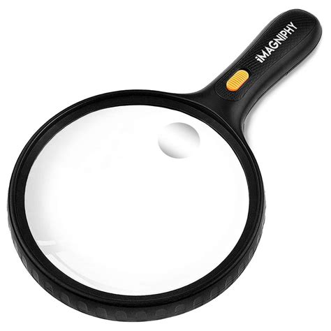 iMagniphy Extra Large Shatterproof Magnifying Glass Lightweight 2X 5X Magnifier - Strong LED ...