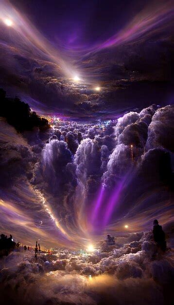 Premium AI Image | A purple sky with a few clouds and a purple light