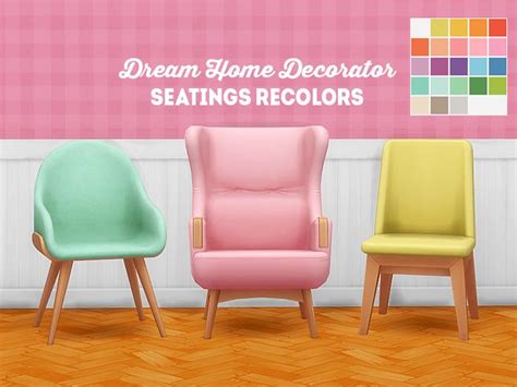 [ts4] dream home decorator seatings recolors | Sims 4 cc furniture ...