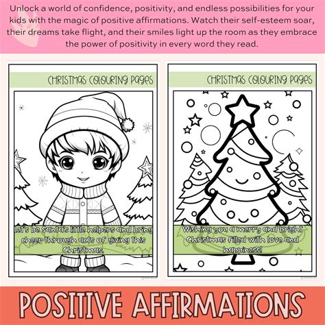 Christmas Mindful Colouring Pages X 20 With Positive Affirmations for ...