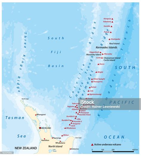 Map Of The Kermadec Islands And Ridge New Zealand Stock Illustration ...