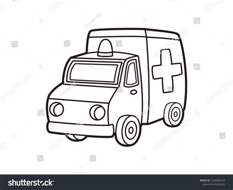 black and white line art, cartoon vector of ambulance #Ad , #affiliate, #line#white#black#art ...