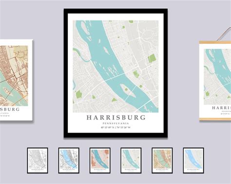 Harrisburg PA City Map Print Harrisburg Street Map Poster | Etsy