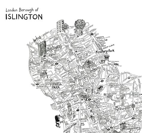 London Borough of Islington Map Section 1 by Lovely Jojo A hand-drawn ...