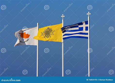 Flag of Cyprus, Greece and the Greek Orthodox Church. Stock Image ...