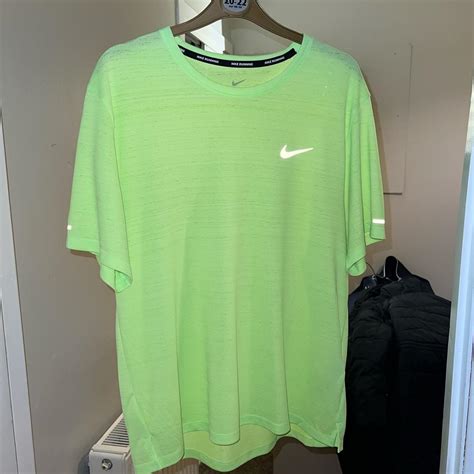 Lime green nike dri fit miler t shirt mens size... - Depop