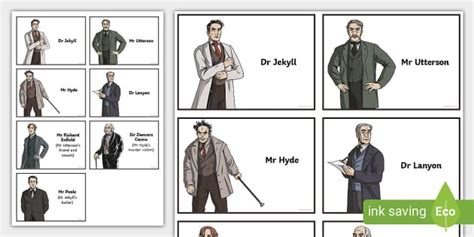 EAL Dr Jekyll and Mr Hyde Character Flash Cards - Twinkl