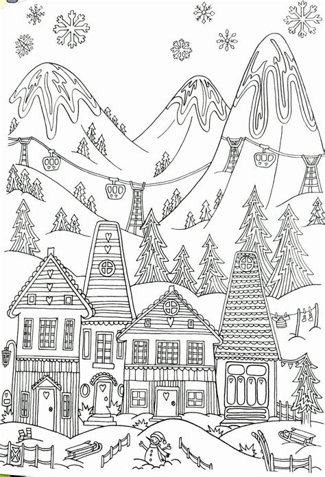 Christmas Village Coloring Page Coloring Pages