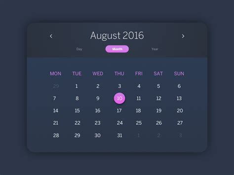 Calendar Widget by Pontus Börjesson on Dribbble