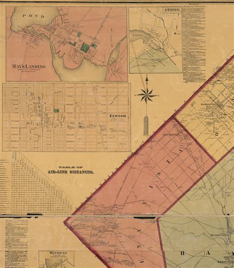 Map of Atlantic County New Jersey. 1872. Vintage Home Deco - Etsy