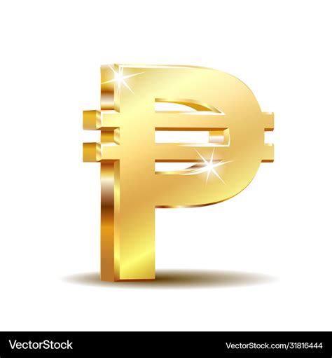 Philippine peso currency symbol golden money sign Vector Image