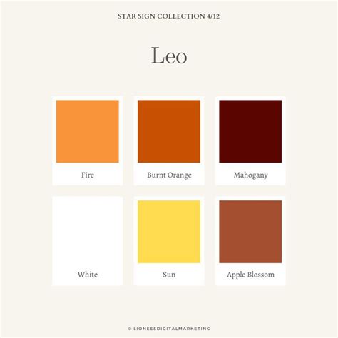 Leo Colour Palette | Color palette design, Palette, Color palette