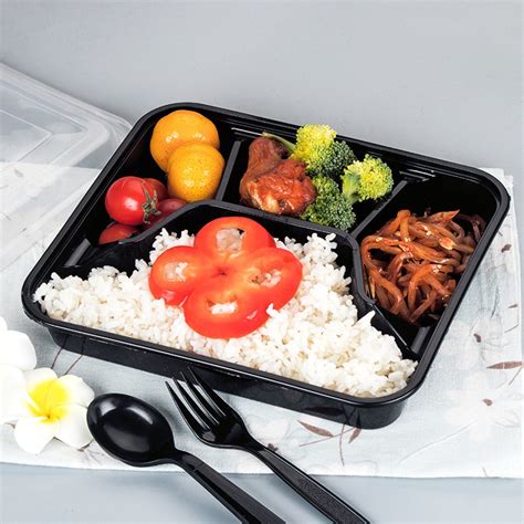 Disposable 4 Compartment Plastic Take Away Bento Lunch Box Food Container - Takeaway Food ...