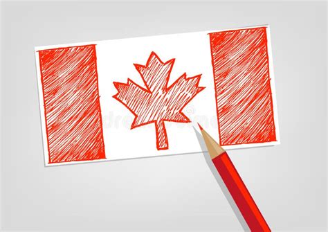 Canada Flag Sketch Style with Red Pencil Color. Editable Clip Art. Stock Vector - Illustration ...