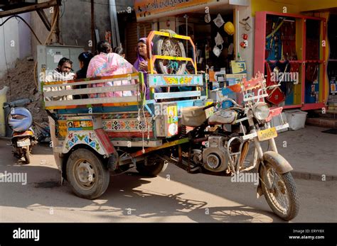 Motorcycle rickshaw for public transport ; Bhuj ; Kutch ; Gujarat ...