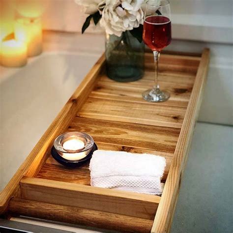 Handmade Wooden Bath Tray with iPad Stand | Gadgetsin