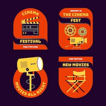 Free Vector | Flat design cinema festival label collection