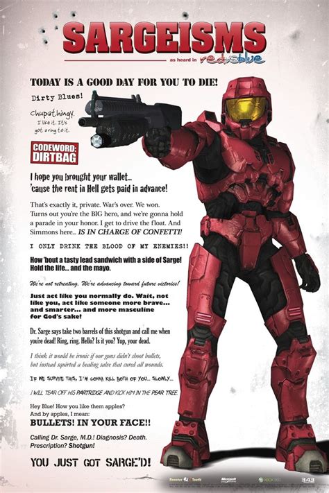 RvB Sarge poster | Red vs blue, Blue quotes, Halo funny