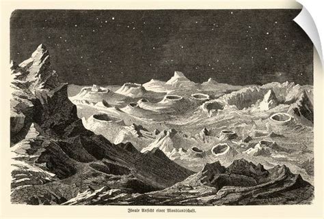 Lunar landscape, 1872 artwork | Vintage space art, Moon surface illustration, Moon surface drawing