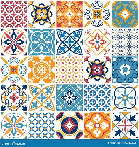 Portugal Seamless Pattern. Vintage Mediterranean Ceramic Tile Texture. Geometric Tiles Patterns ...