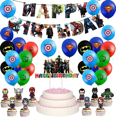 Buy Superhero Birthday Decorations Party Supplies for Kids Avengers ...