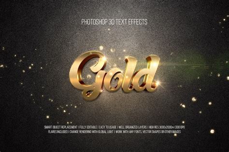 Premium PSD | Photoshop 3d text effects gold