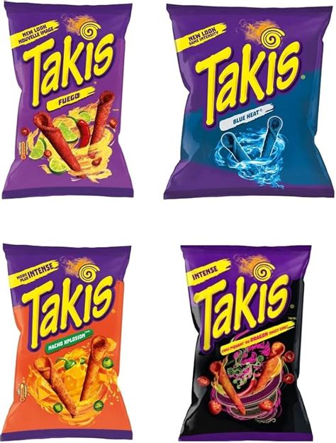 Takis Flavor Variety - Nacho Xplosion, Dragon Sweet Chili & Fuego - Rolled Tortilla Chips - 90g ...