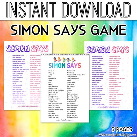 Simon Says Game for Kids, Movement Game for Kids, Indoor Activity for Kids, PE Game for Kids ...