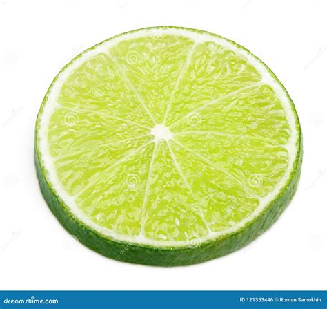 Slice of Lime Citrus Fruit Isolated on White Stock Photo - Image of portion, piece: 121353446