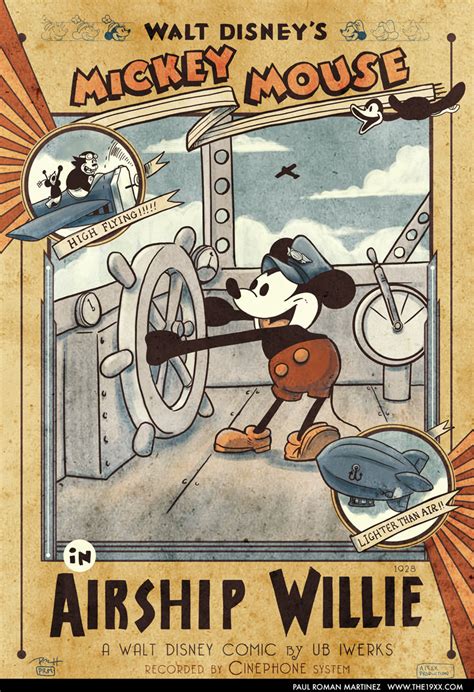 Vintage Mickey Mouse in Airship Willie Poster by PaulRomanMartinez on ...