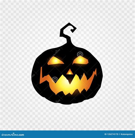 Scary and Evil Pumpkin Jack O Lantern with Orange Glowing Face on Transparent Background Stock ...