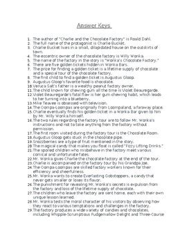 Charlie and the Chocolate Factory: 50 Comprehension questions with ...