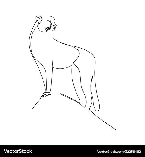 Continuous one line drawing a cheetah hunting Vector Image