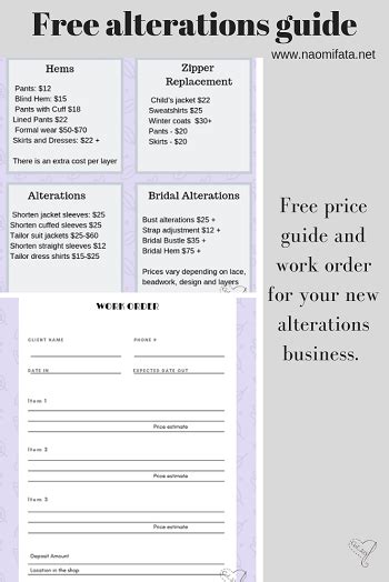 Free alterations price guide - DIY Slipcovers and Alterations | Sewing alterations, Bridal ...