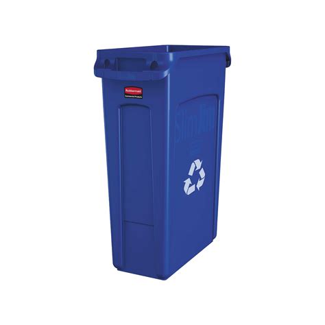 Blue Recycling Slim Jim Vented Bin with Lid