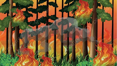 Un Incendio Forestal Desastre Fondo Explosión Hierba Calor Vector PNG ...